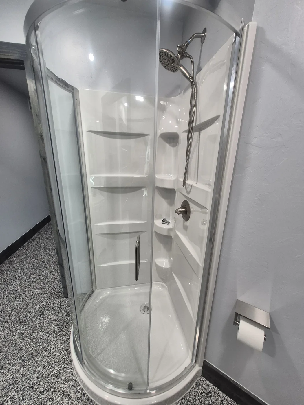 Glass shower stall cleaned streak-free